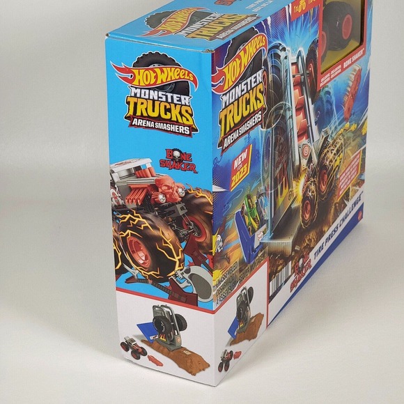 Hot Wheels Monster Trucks Arena‎ Smashers Bone Shaker Tire Press Challenge NEW - Picture 4 of 10